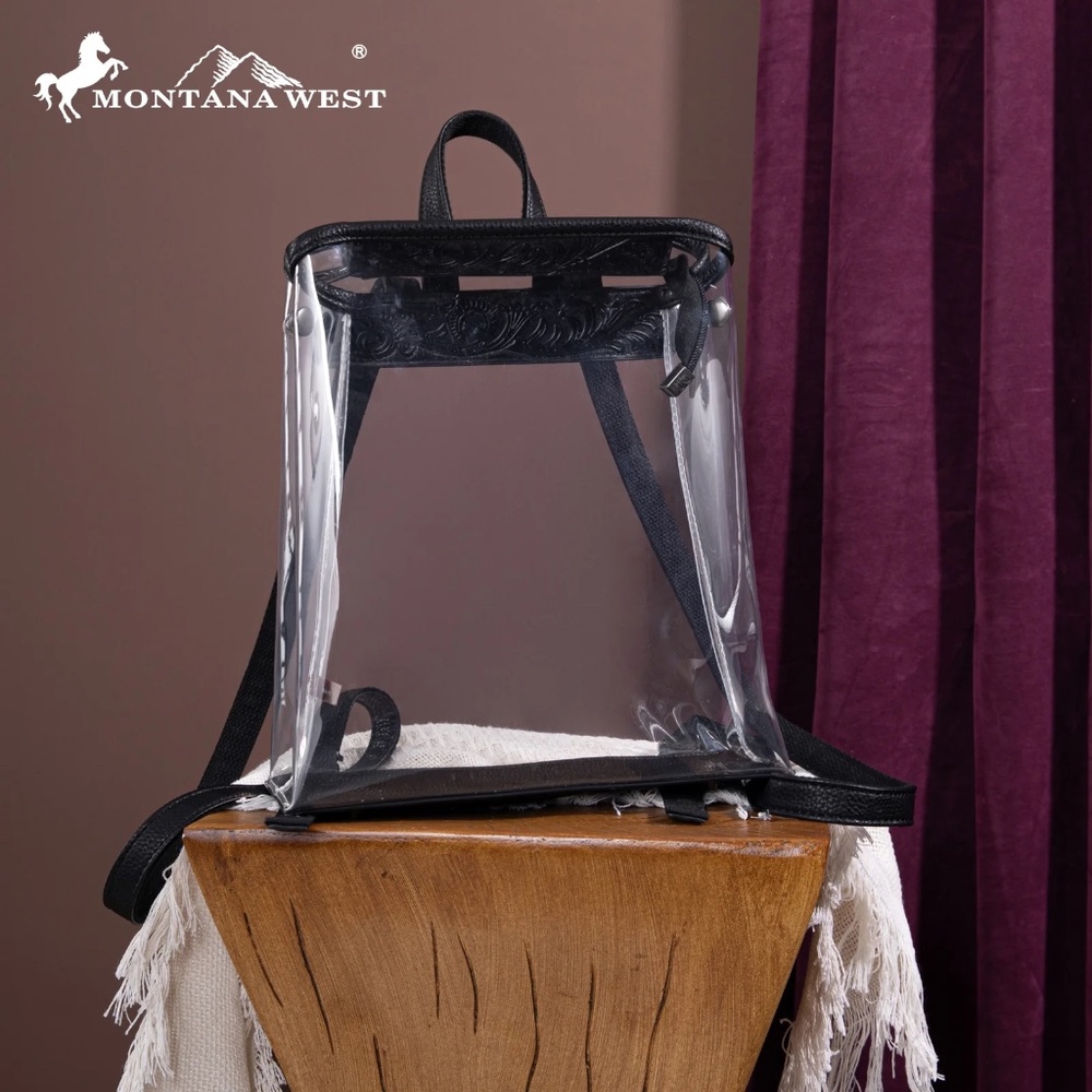 Montana West Western Clear Backpack- Black